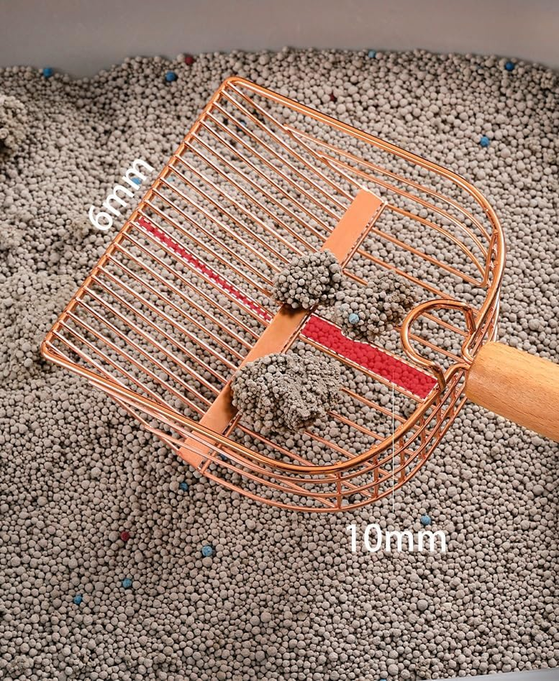 Cat Litter Scoop, Large Stainless Steel Sifter with Wooden Long Handle,Kitty Metal Deep Shovel Scooper,Poop Sifting, Kitten Pooper Lifter for Litter Box with Hook (Rose, 1 Pcs) image number 5