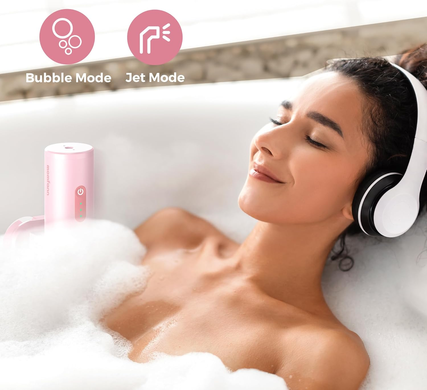 Bath Jets for Tub, Portable Jet Spa for Bathtub, Bubble/Jet Mode, 3-Level Adjustable, Idea Gift Bath Spa for Gifts for Women (Powder Pink) - Blue image number 3
