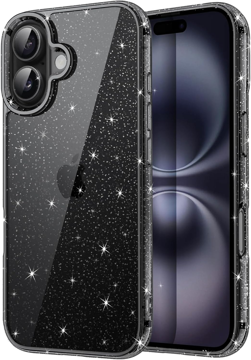 Jetech Glitter Case for Iphone 16 6.1-Inch, Bling Sparkle Shockproof Phone Bumper Cover, Cute Sparkly for Women and Girls (Clear)