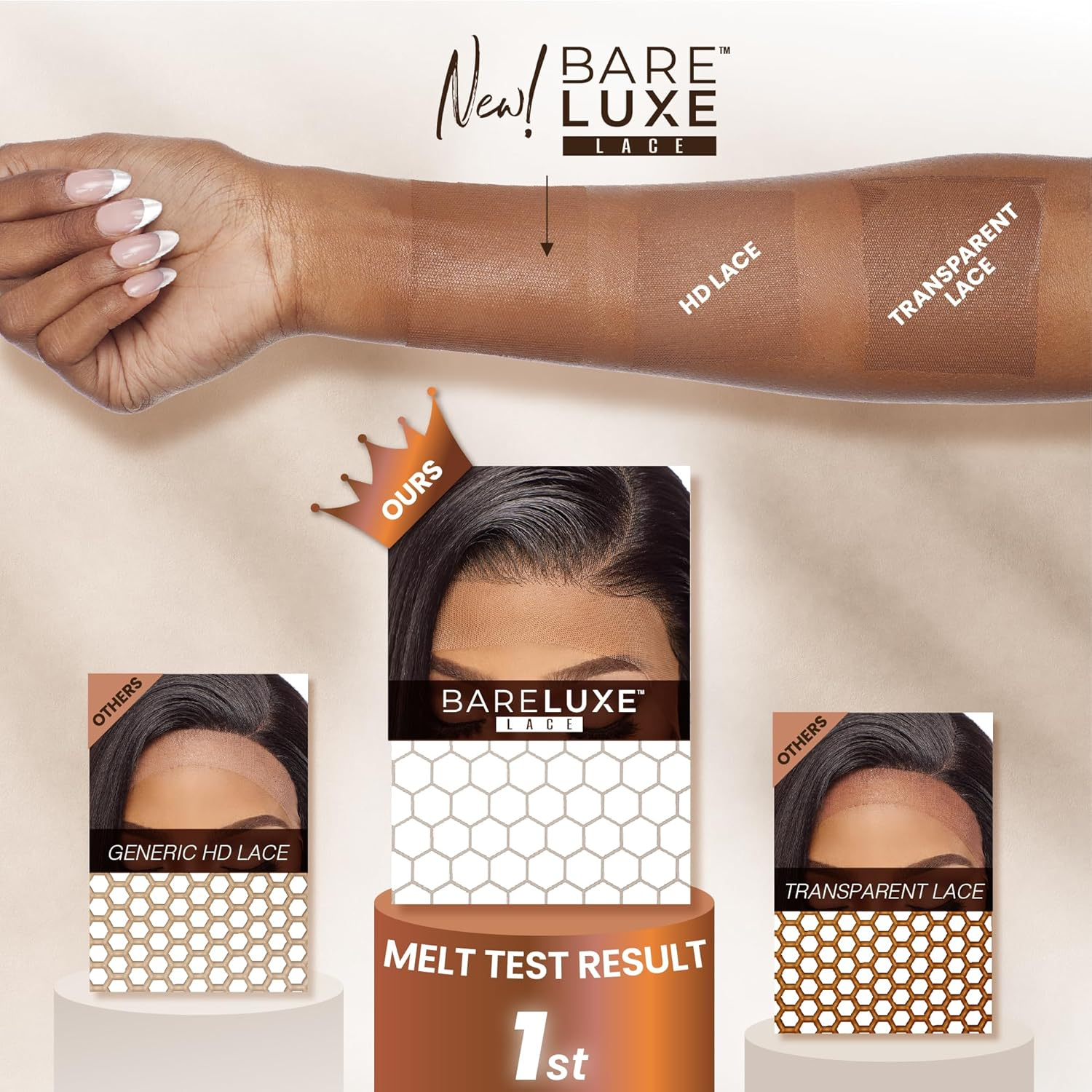 Sensationnel Bare Lace Wig 33 X 15 Cm Lace Front Glueless Synthetic 180 Degree Pre Plucked Hairline (2 Dark Brown) - 1 Jetblack image number 3