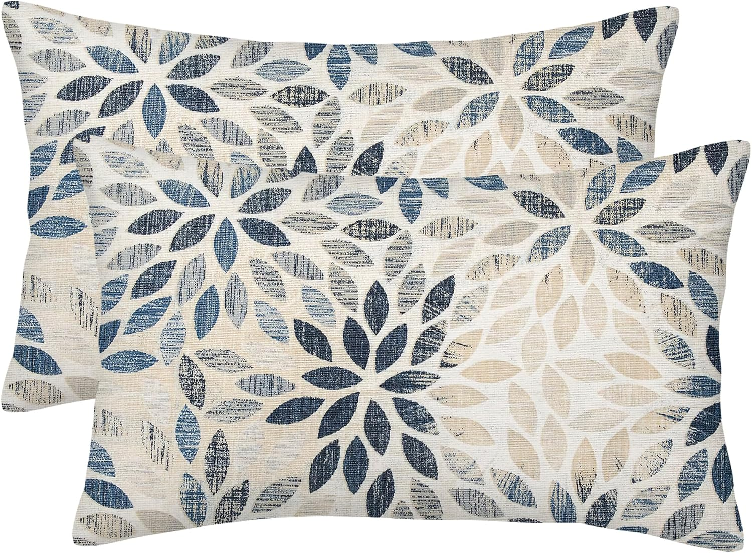 Dahlia Pillow Covers 18X18 Inch Set of 2 Summer Rust Geometric Flower Outdoor Decorative Throw Pillows Farmhouse Navy Blue Pillow Case Linen Square Cushion Cover for Home Sofa Bedroom Living Room
