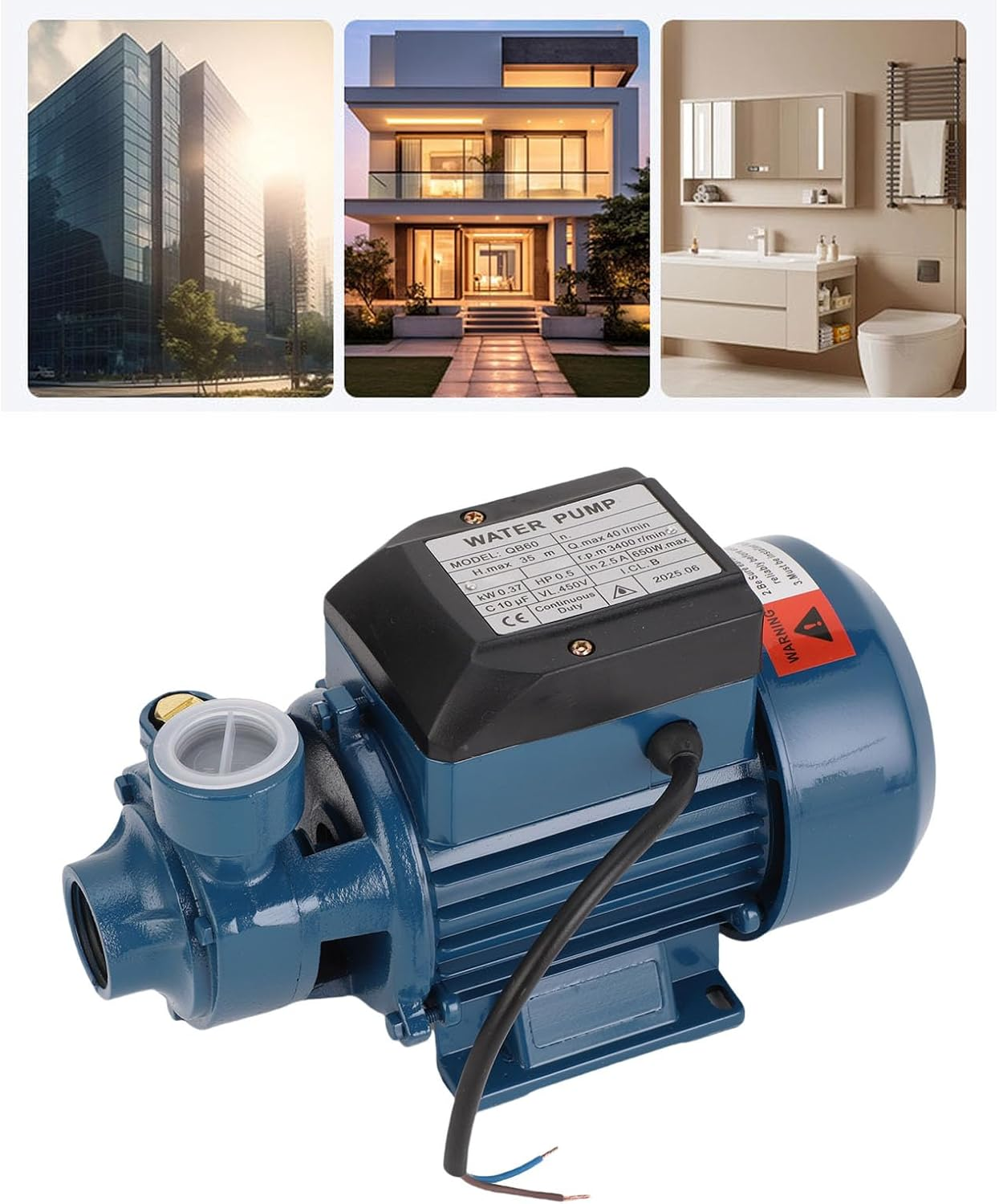 Sorandy Solar Well Pump, 650W Small Water Transfer Garden Pump with 3400 Rmin Speed & 35M Lift, Low Noise Single Outlet Pressure for Irrigation, Marine Boat, Sprinkler, Faucet (AC220V) image number 6