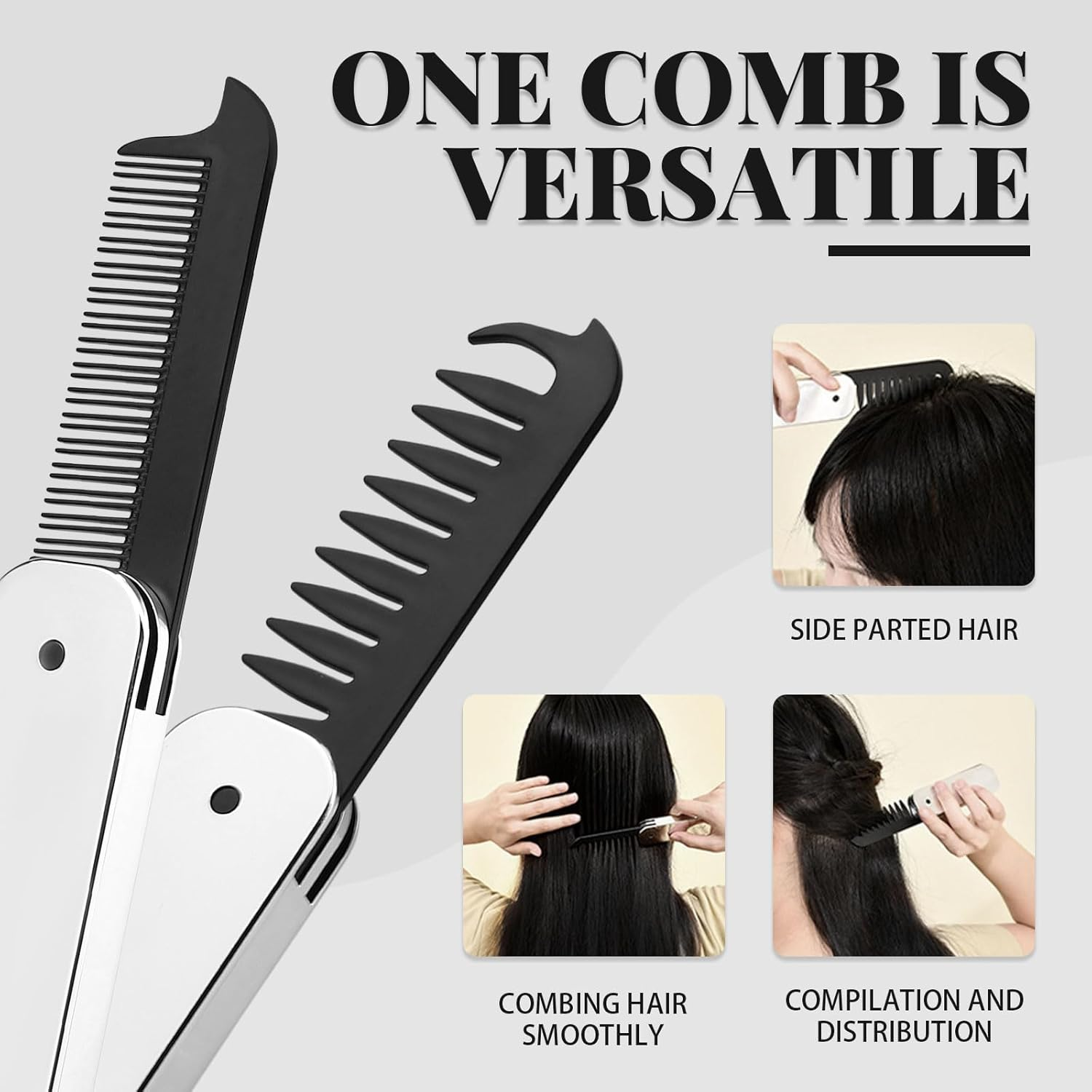 2 Pack Travel Folding Comb and Hair Brush with Mirror, 2 in 1 Wide + Fine Tooth Hair Comb, Small Foldable Pocket Comb for Men Women Hair Styling, Curls, Mustache, Beard image number 6