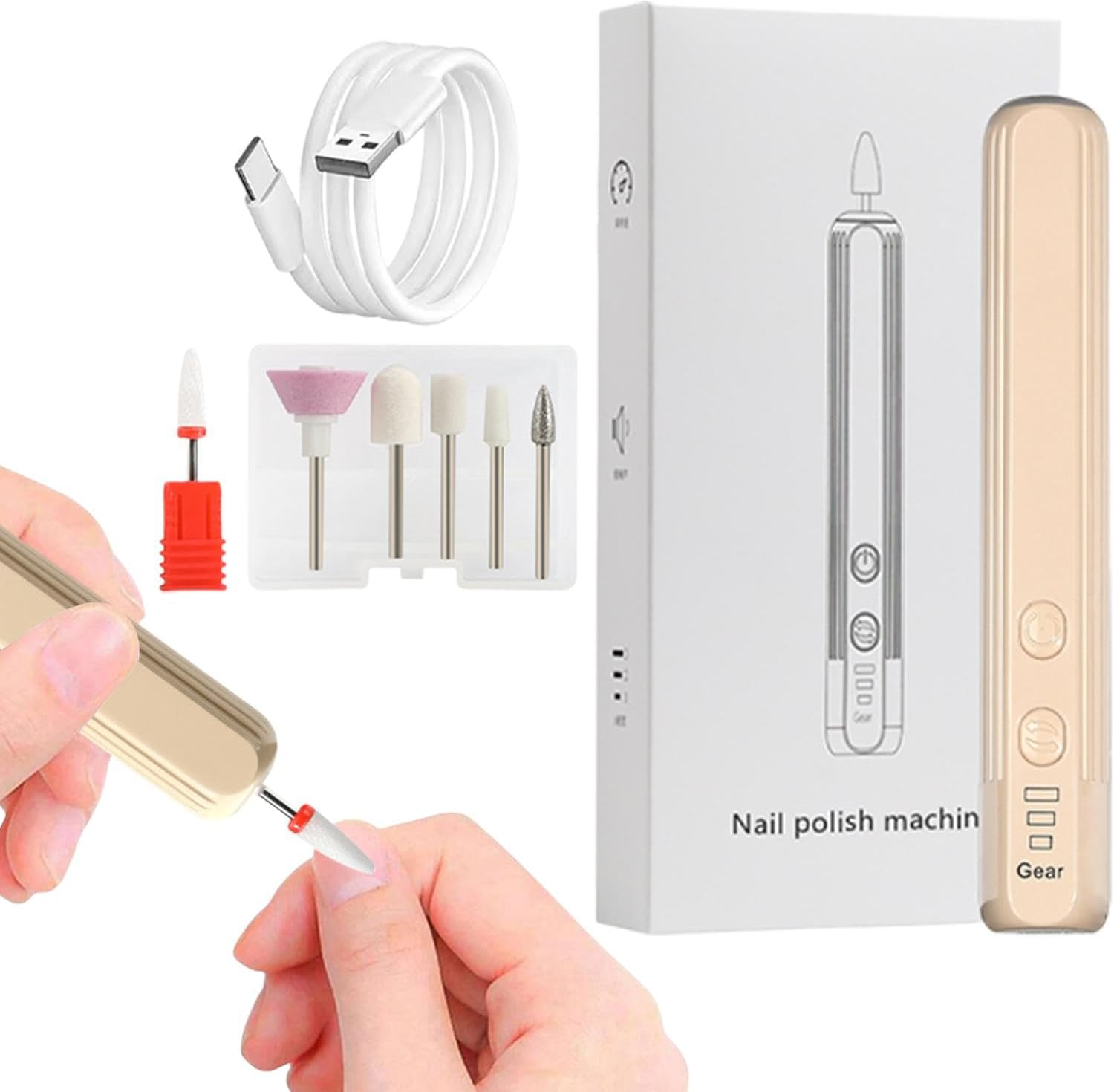 Shurzzesj Electric Nail Drill File Professional | Electric Nail Drill Machine Kit - Compact Portable Design Nail Drill Kit Hand Foot Care Tool for Acrylic, Gel Nails image number 5