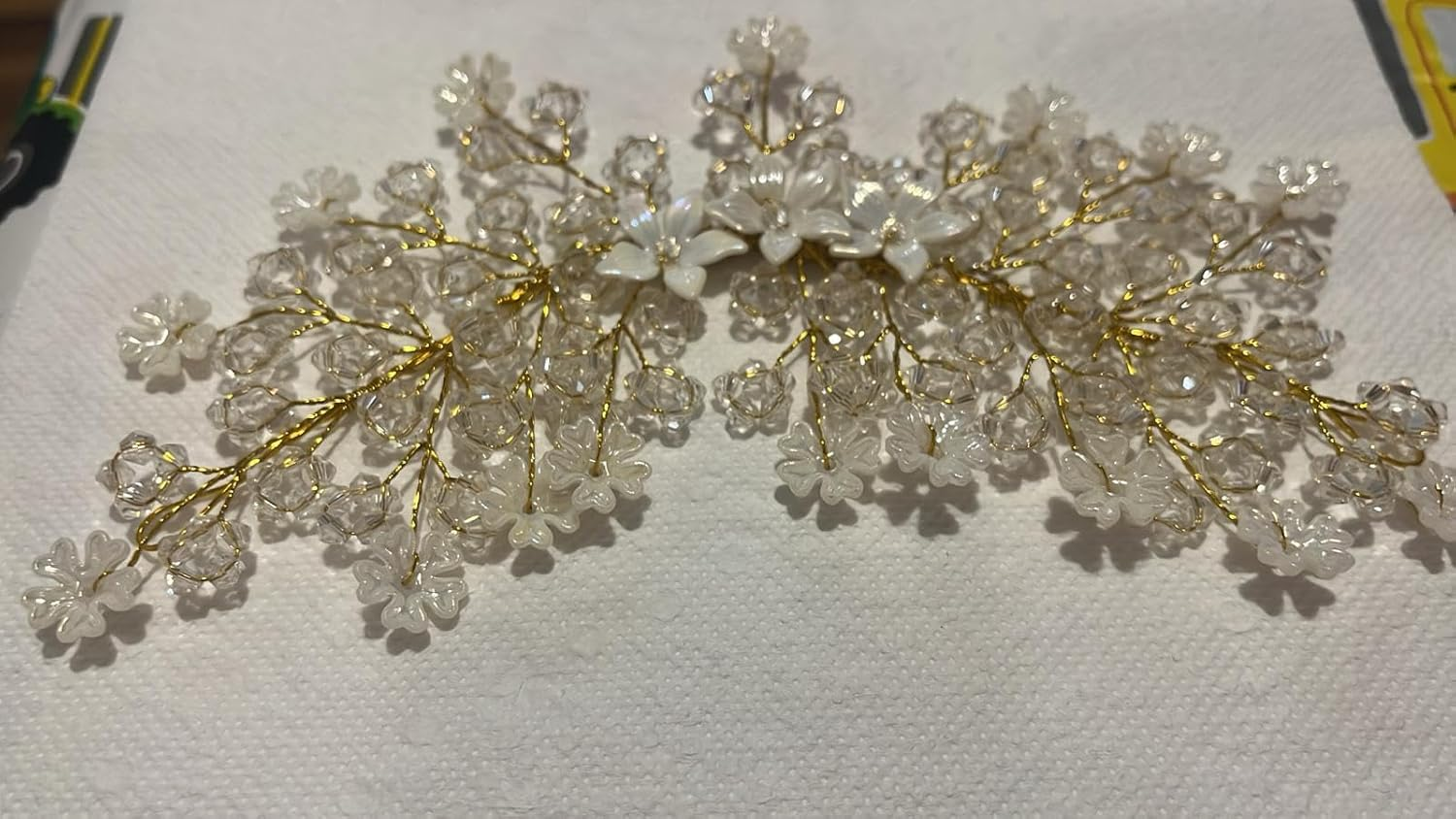 NTY Collections Hair Accessorieswomen & Girls for Wedding | Floral Bridal Brooch | Hair Pin | Artificial Flower| Pearl Style Juda Bun Accessories |Hairstyle Decoration Bride Clip | Gold Wire with White. image number 2