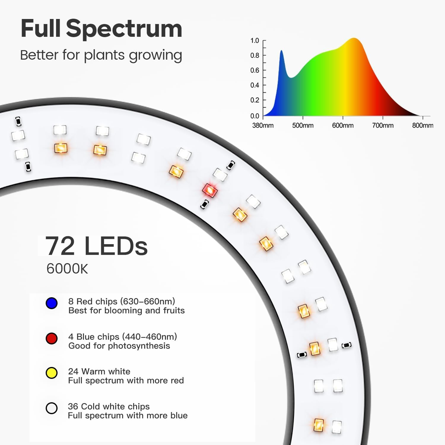Plant Grow Light, Full Spectrum LED Floor Grow Light for Indoor Plants | Height Adjustable 67 Inch (170Cm) | Automatic Timer | 5V Low Safe Voltage | Ideal for Large Plants image number 4