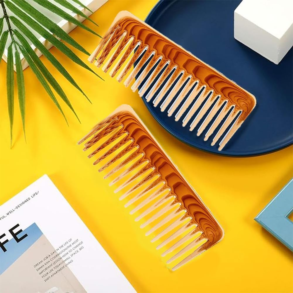 Wide Tooth Detangling Comb, 2-Pack, for Wet and Dry Curly Hair, Thick and Wavy Hair