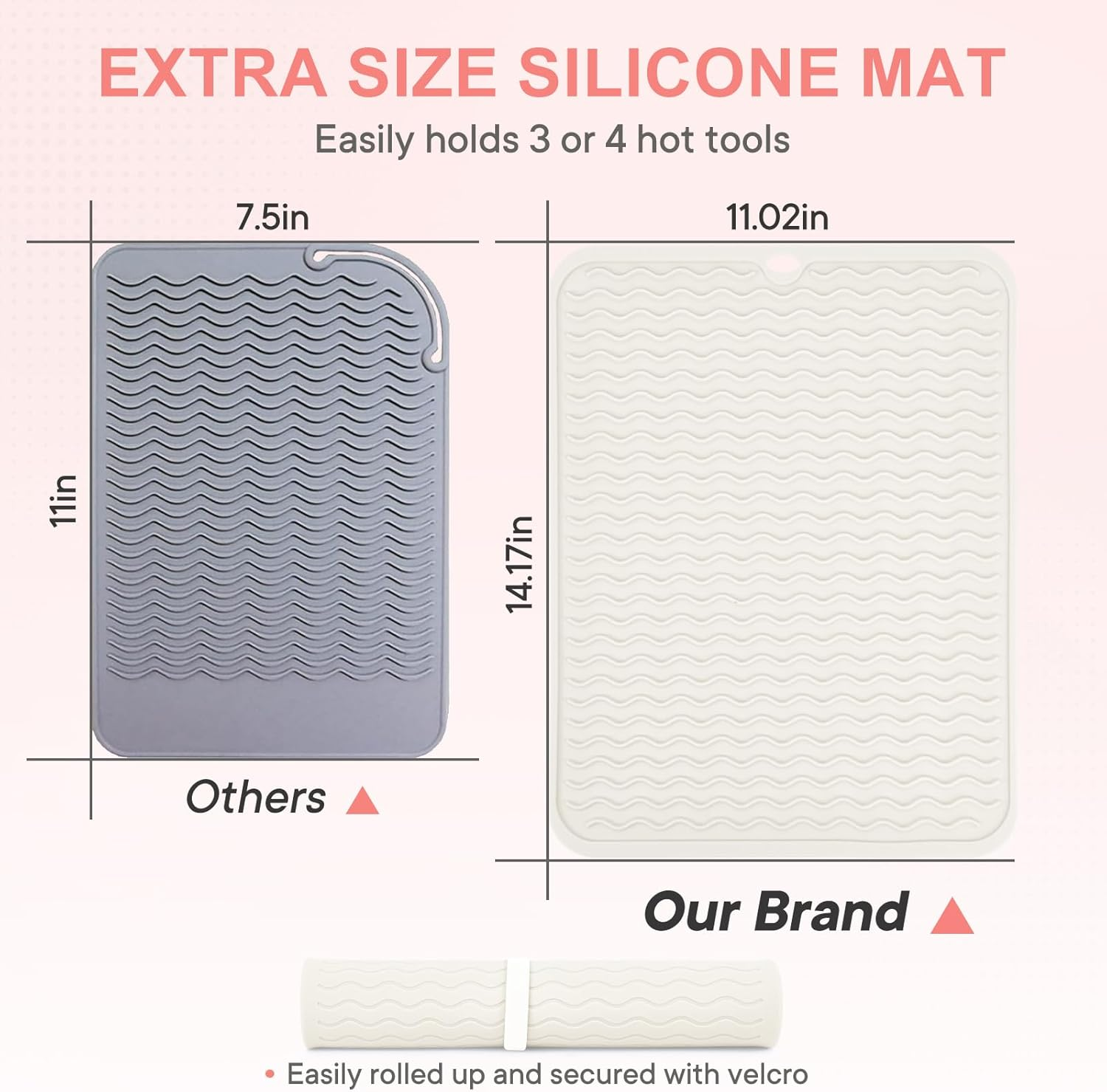 Oversize Silicone Heat Resistant Mat, Portable Travel Mat Cover for Curling Irons, Flat Irons, Hair Straightener and Hot Hair Styling Tools(14.2" X 11") - Ivory image number 5