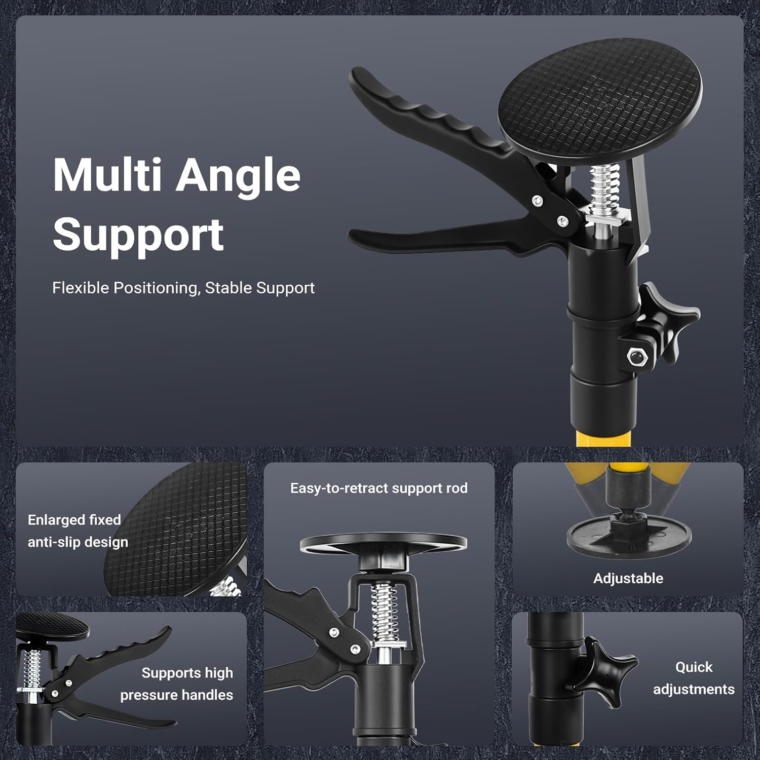 LIWEGHT 2 Pack Cabinet Jack, 50-115Cm Third Hand Tools Height-Adjustable Support Pole, Telescopic Support Pole, for Woodworking, Drywall Jack, Upper Cabinet Installation (Yellow, 50-115Cm)