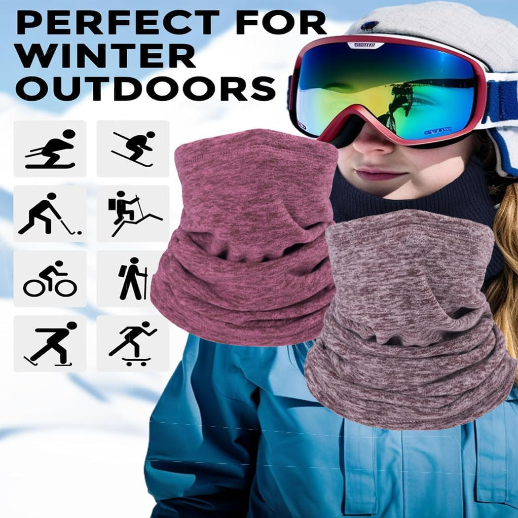 Aufondof Winter Fleece Neck Warmer, 2 Pack Neck Gaiter for Women Men Thermal Fleece Neck Warmer Windproof Face Cover Ski Mask for Cold Weather image number 3