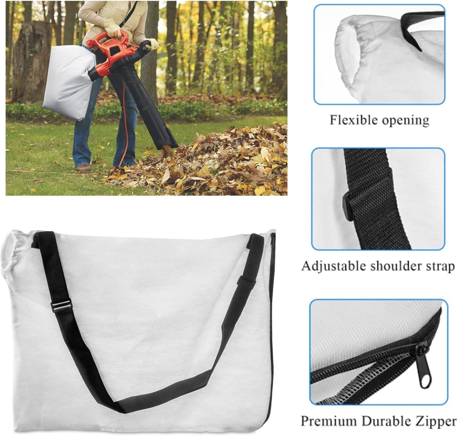 Lauterbrun Blower Leaf Vacuum Bag -  for Yard Pro  Leaf Vacuum Bags Bottom Zippered Design image number 4