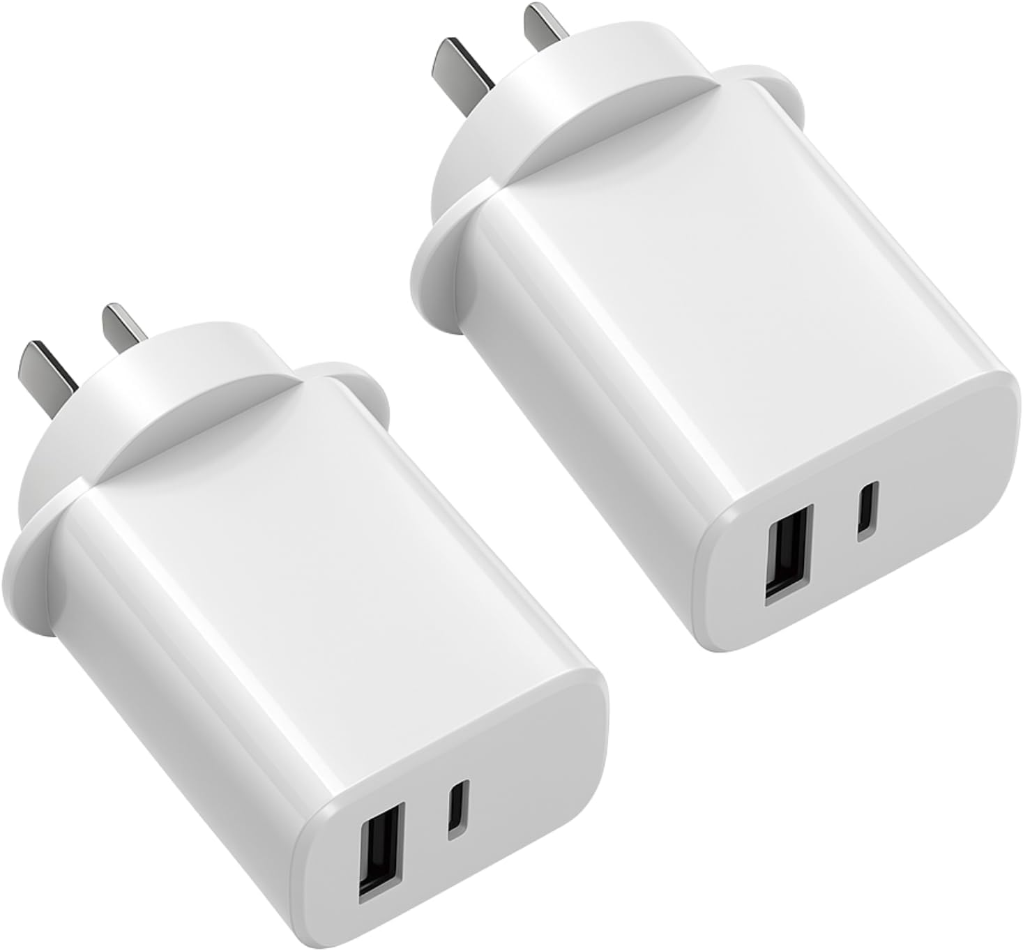 2-Pack 20W USB C Fast Charger, Dual Ports USB Fast Charger AU Plug, JOMWEN Wall Charger with PD 20W USB-C Port and QC3.0 18W USB-A for Iphone 16/15/15 Pro/14/13/12, Ipad, Galaxy S24/S23, Pixel 9