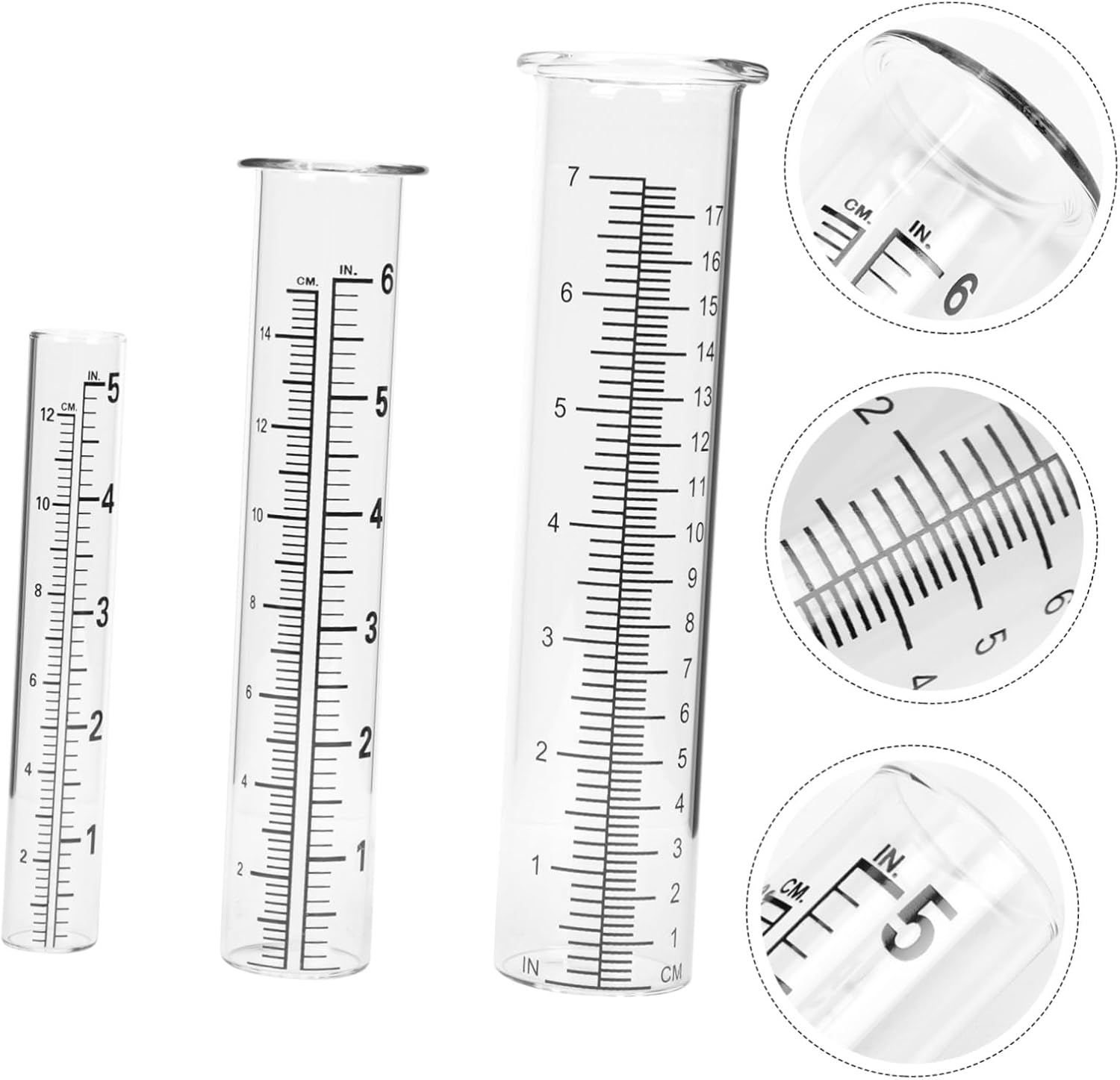 Outanaya 3Pcs Glass Rain Gauge Tubes Accurate Clear Scale Rainfall Measuring Cylinders Outdoor Garden Tool Practical Transparent Rainfall Gauge