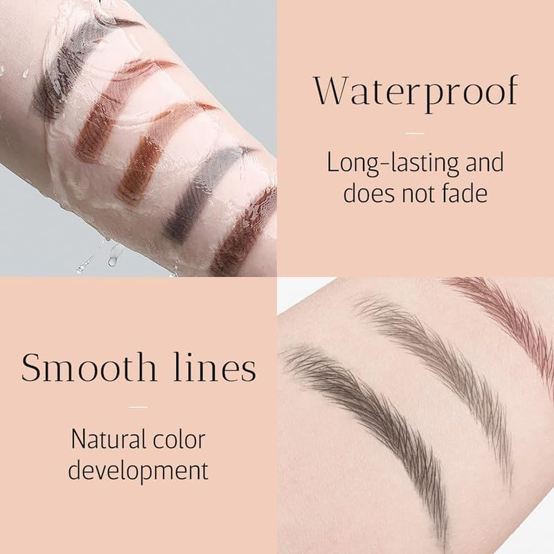 Pack of 2 Microblading Eyebrow Pencils, 2025 Upgraded 3D Waterproof with 4 Fork Tips, Durable, Natural, Finer, Magic Eyebrow Pencil for Women and Girls (Dark Brown Pack of 2) image number 3