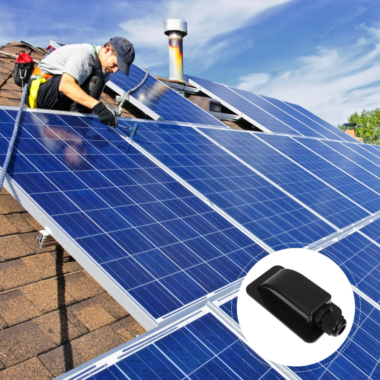 Yardwe Single Hole Junction Box Marine Wire Cable Clips Black Cable Glands Solar Single Cable Gland Solar Single Cable Entry Gland Solar Cable Gland Abs Black Frame Coaxial image number 2