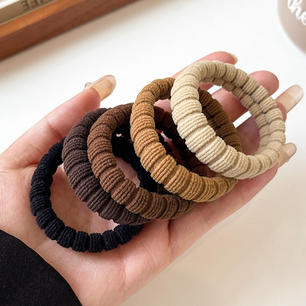 5Pcs Hair Ties, Elastic Hair Bands No Tug Scrunchies Hair Bands with Strong for Women/Girls/Thick Hair image number 4