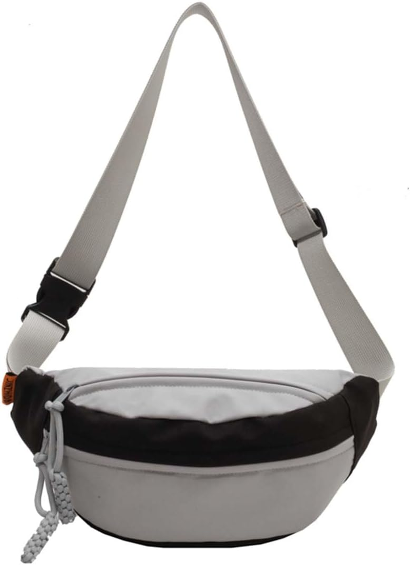 Men and Women'S Oxford Belt Bags Shoulder Bag with Adjustable Shoulder Strap and Zipper Pockets for School and Travel-Gray