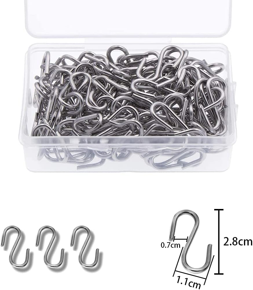 Mini S Hook, 100Pcs S-Shaped Wire Hook for DIY Crafts, Hanging Jewelry, Key Chain, Light Strings (2 X 30Mm) image number 3