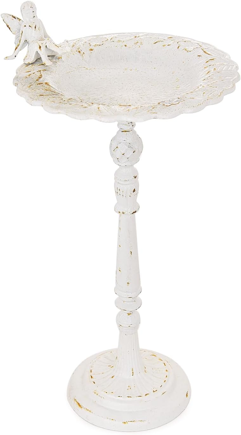 Sungmor Cast Iron Bird Bath for Outside, 21 Inch Height Garden Standing Feeder, Antique Style & Shell-Shape Bird Bath Bowl, Decorative Pedestal Birdbath, Outdoor Yard Deck Patio Ornament