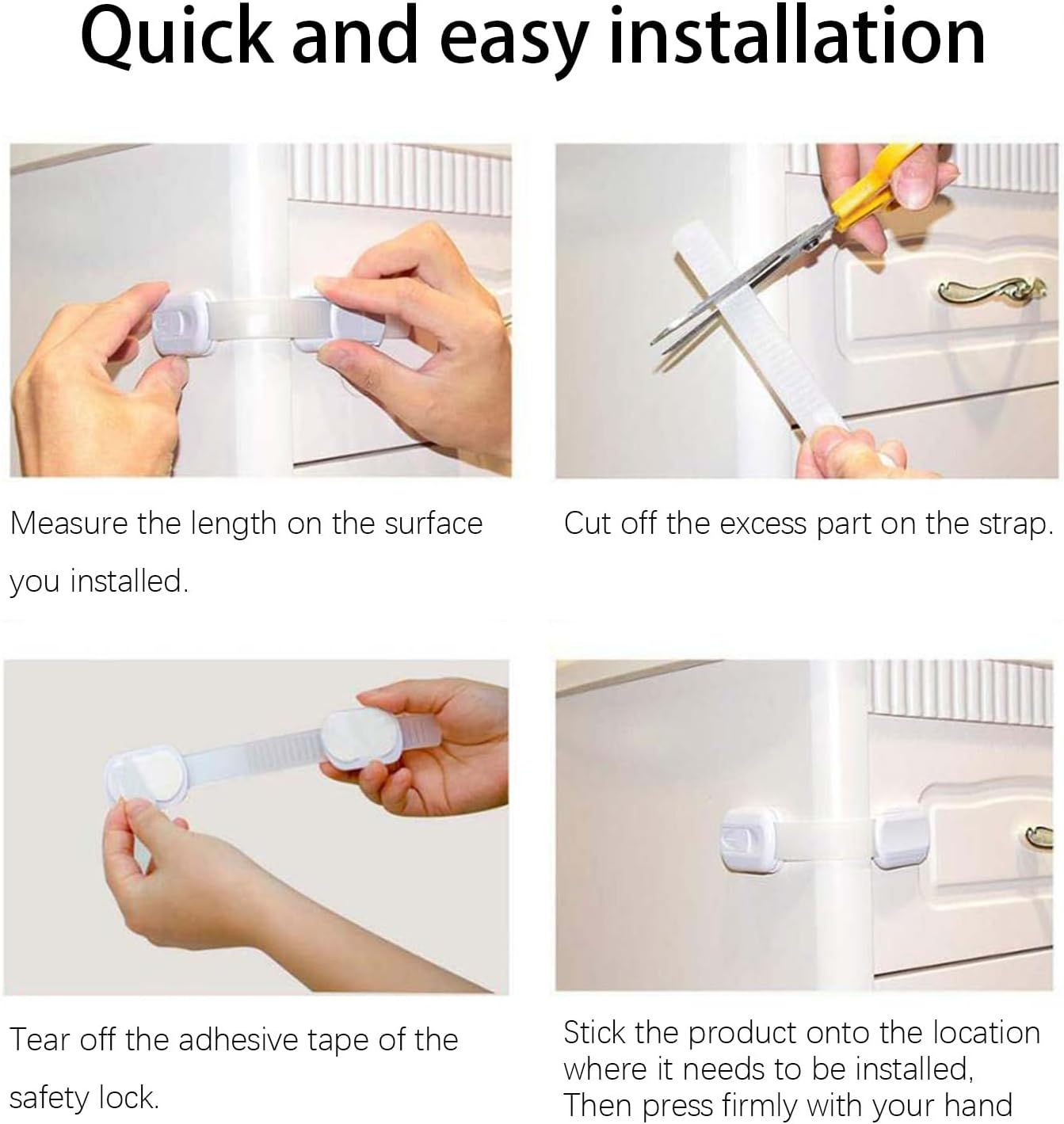 Yxvyxymyxxg​ Child Safety Locks - 6 Pack White Transparent Design Blends with Furniture, Prevents Access to Sharp and Dangerous Items, for Nursery, Living Room and Office image number 3