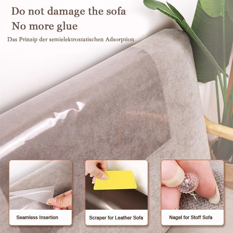 Scratch Protection Sofa Cat Tape, Cat Scratch Protection, Anti-Scratch Film Self-Adhesive Flexible Cut for Fit Couch Door Wall (20 X 500 Cm) image number 5