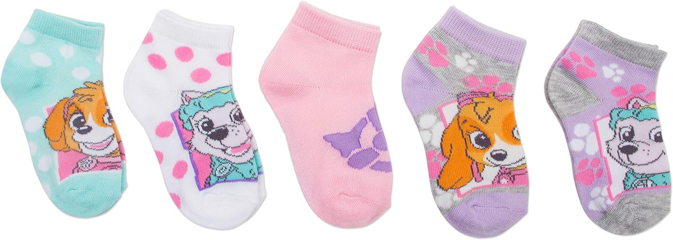 PAW Patrol Little Nickelodeon Girls 5 Pack Shorty Socks image number 1