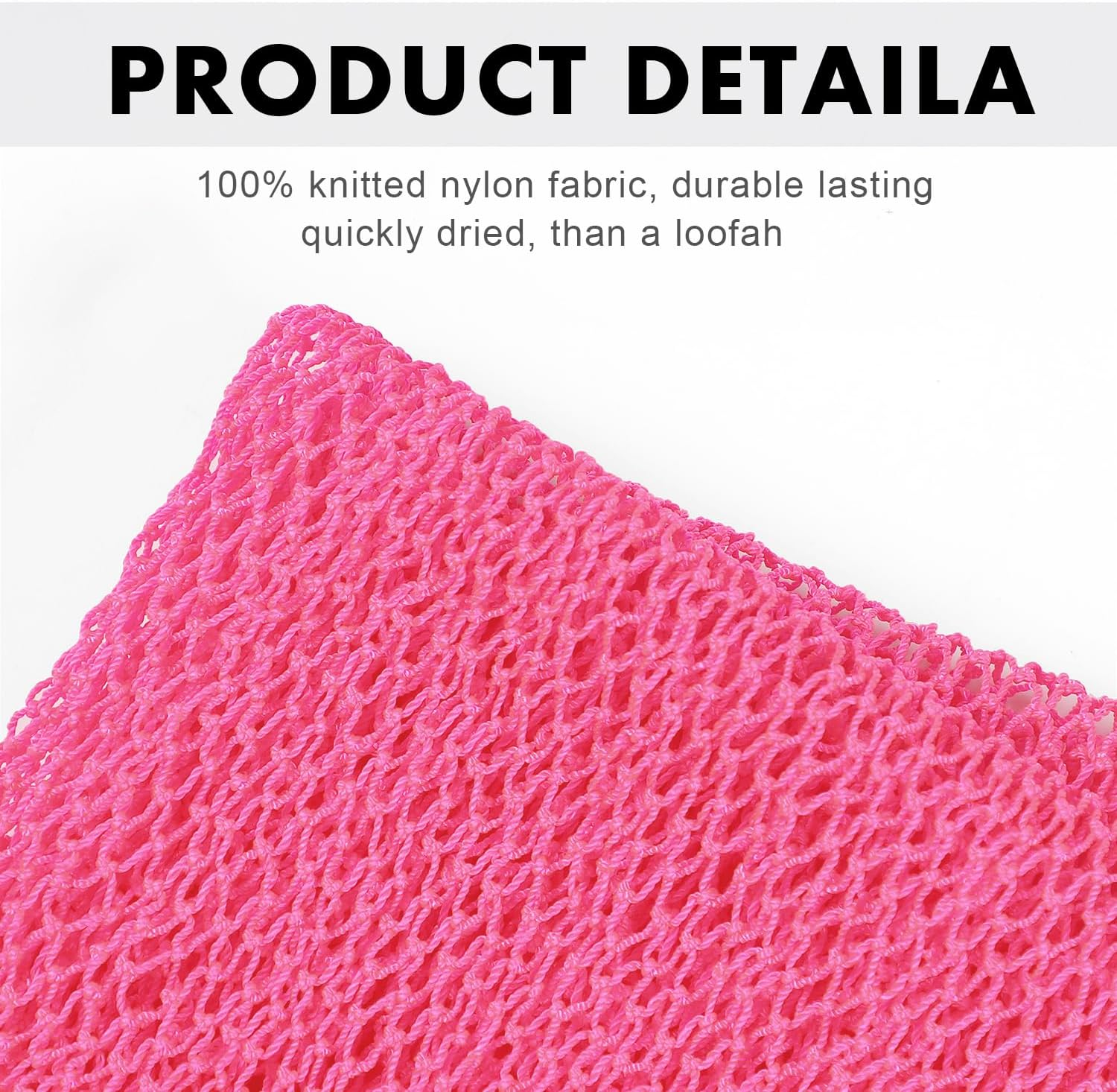 African Net Long Bath Net Sponge,Jassins African Bathing Body Exfoliating Net Shower Body/Back Scrubber Skin Smoother,Stretch Length to 66 INCH (Pink) image number 5