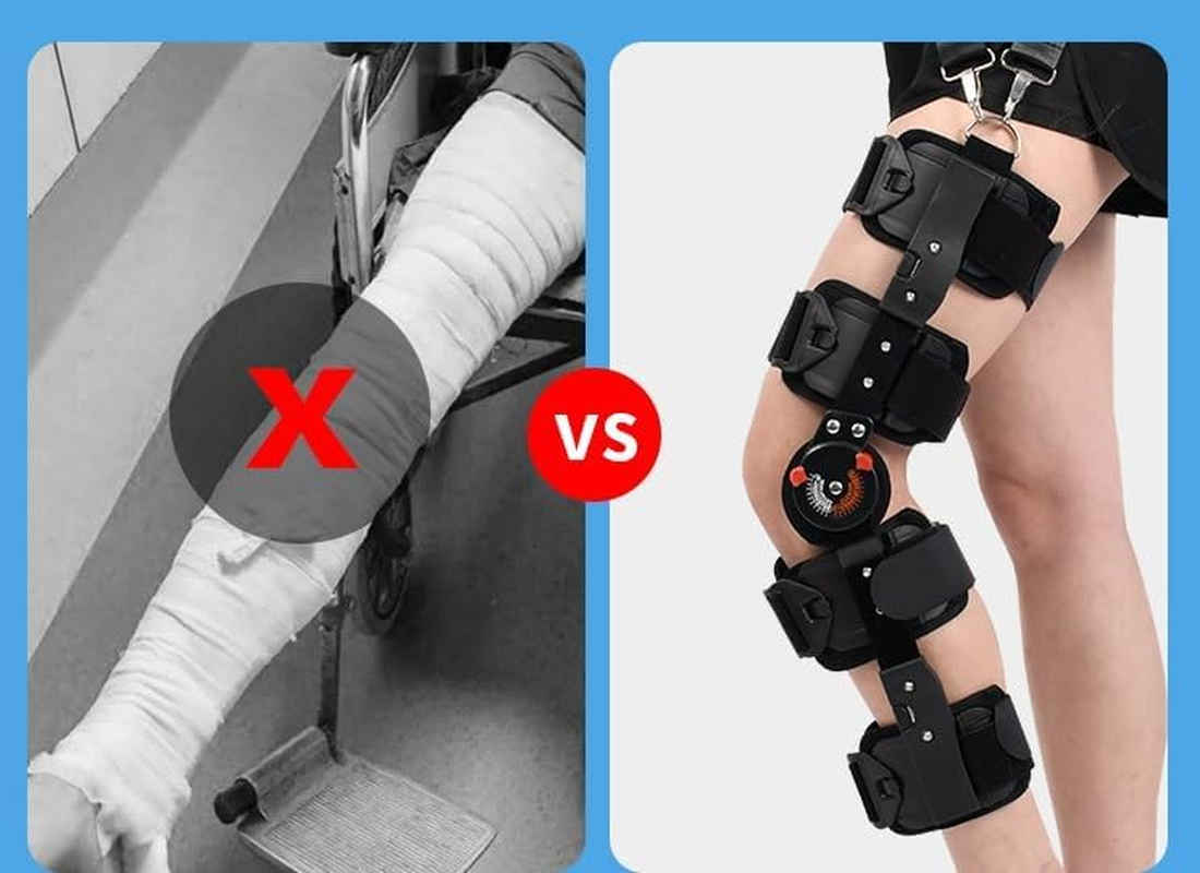 Hinged Knee Brace Rom, Knee Support for Torn Acl, Meniscus Tear, Pcl, Surgery Recovery, Adjustable Post Op Knee Immobilizer, Leg Stabilizer for Man and Women (Black, One Size) image number 2