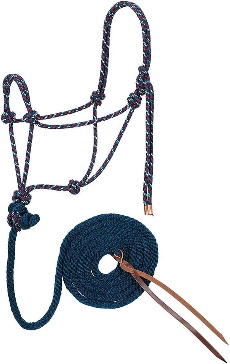 Weaver Leather Diamond Braid Rope Halter and Lead - Black/Hurricane Blue image number 5