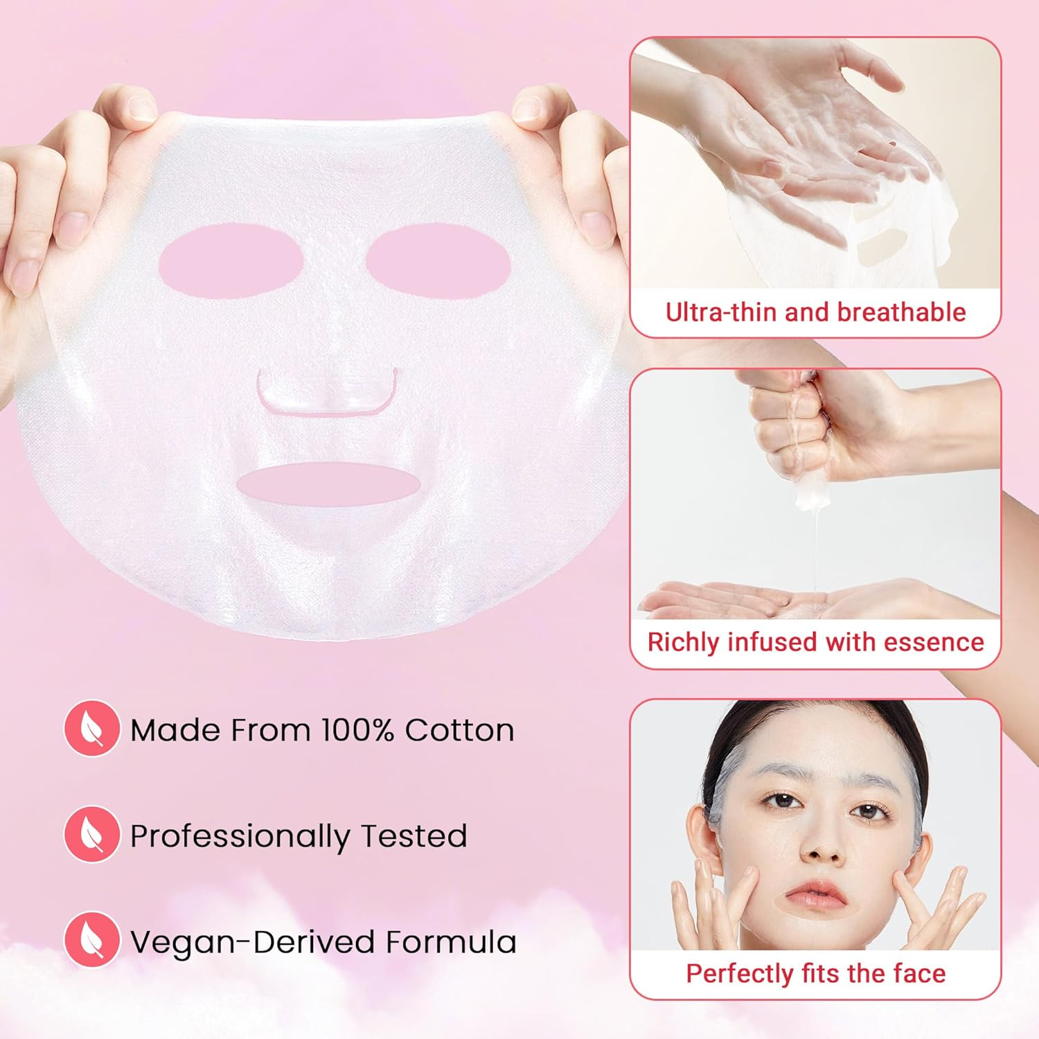 10 Pack Fruit Face Mask Set - Korean Face Mask Skincare for Women - Hydrating, Nourishing & Smoothing Skin, Improve Skin Tone - Natural Fruit & Plant Facial Masks Spa for All Skin Types image number 1