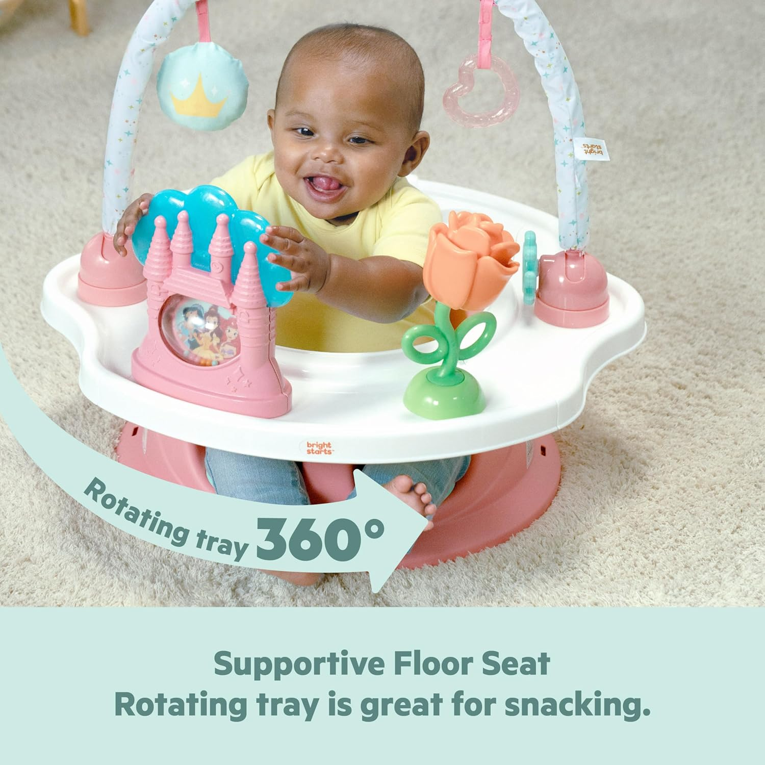 Bright Starts Disney Princess Superseat, Fun Baby Seat for Sitting Up, Playtime, and Meals, Ages 4 Months to 4 Years, Pink image number 4