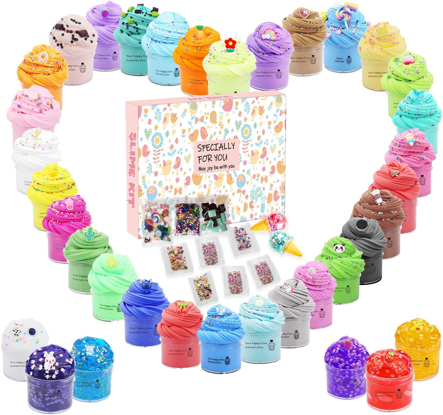 36 Pack Mini Cloud Slime Butter Slime Kit, Crystal Slime Peachybbies Slime for Kids, Party Favors Supplies Clear Slime Kit for Girls Boys Kids Toy Slime Fluffy, Cute Loot Bag Fillers Cool Goodie Bags