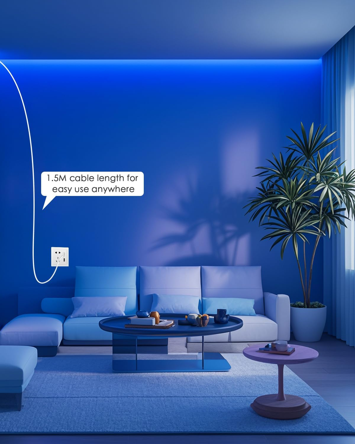 Aclorol 3M 5V USB COB LED Strip Light Ice Blue Dimmable Flexible Light Strip 960 Leds 8Mm Width LED TV Backlight with 1.5M USB Cable for Indoor Christmas Holiday Party DIY Lighting Decoration image number 1