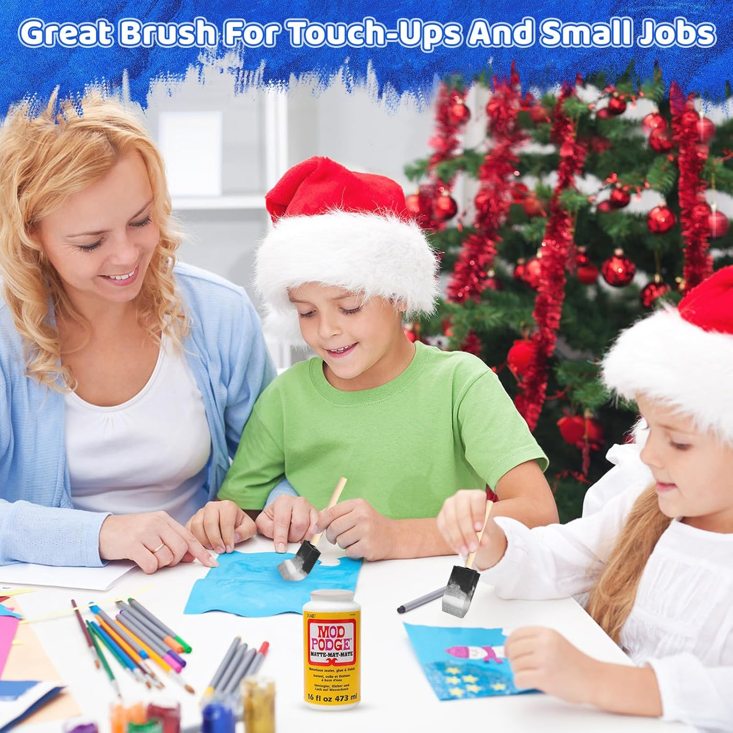 Foam Paint Brushes, 1.6 Inch, 8 Count, Sponge Paint Brush, Foam Brushes for Painting & Staining, Craft & Art Paint Sponges