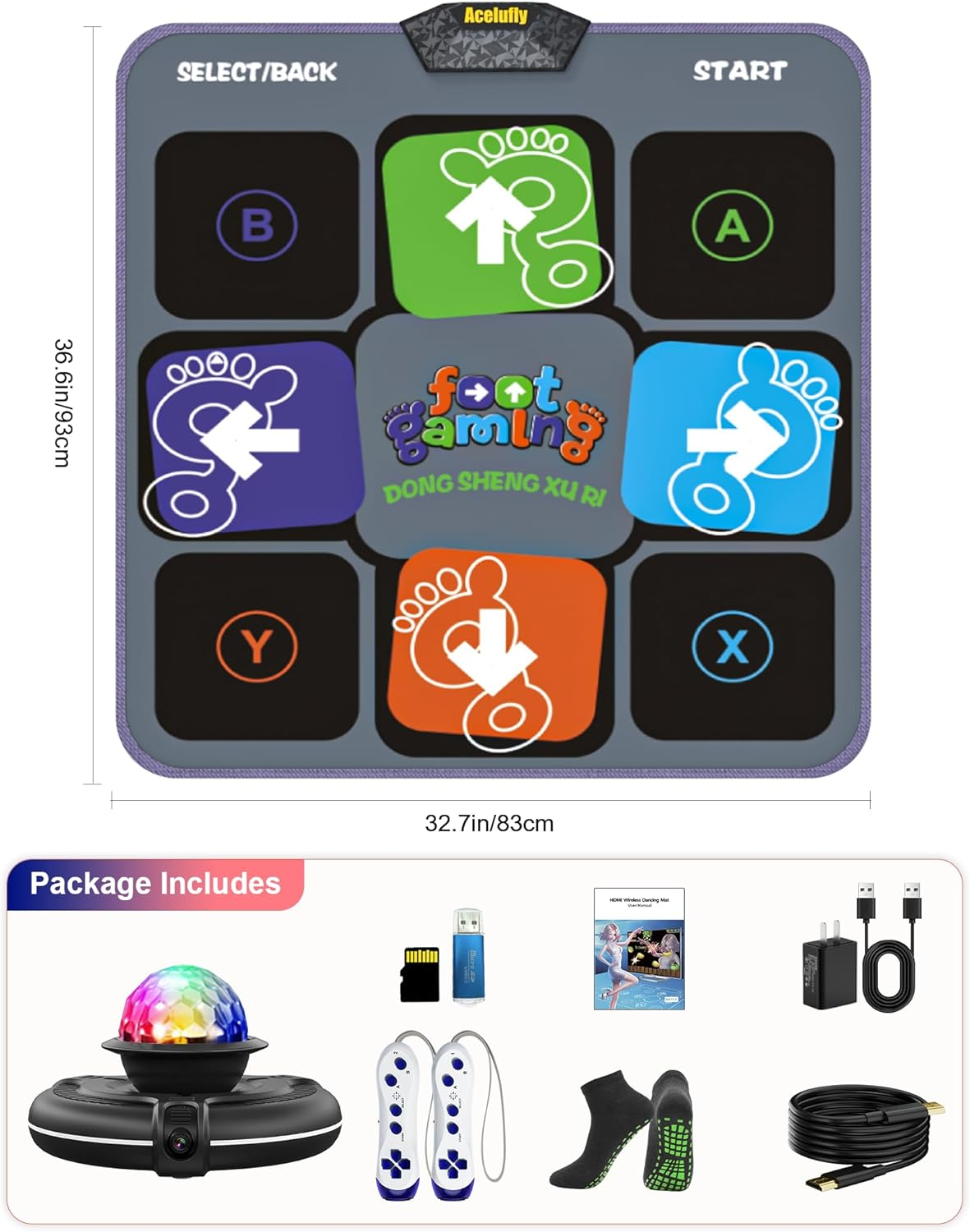 Acelufly Dance Mat - Dance Mats for TV with Camera, Non-Slip Play Mat with 2 Wireless Handles & Colourful Disco Ball, Dance Cushion Game for Kids and Adults, Boys, Girls - Pink image number 5