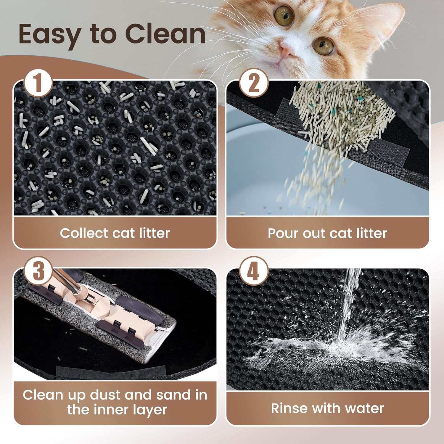 Cat Litter Tray Mat, 75 X 55 Cm Cat Litter Mat, Double Layer, Non-Slip, Waterproof Design, Cat Litter Mat, Honeycomb Mat, Cat Litter Mat, Litter Control image number 6
