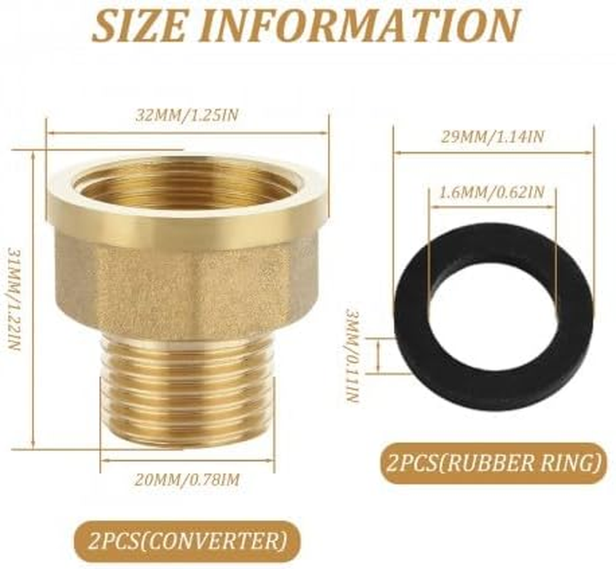 Pack of 2 Reducer 3/4 Inch to 1/2 Inch Brass Reducer Extension with 2 Pieces Rubber Seal AG/IG Adapter 3/4 Inch to 1/2 Inch for Pipe Connections image number 4