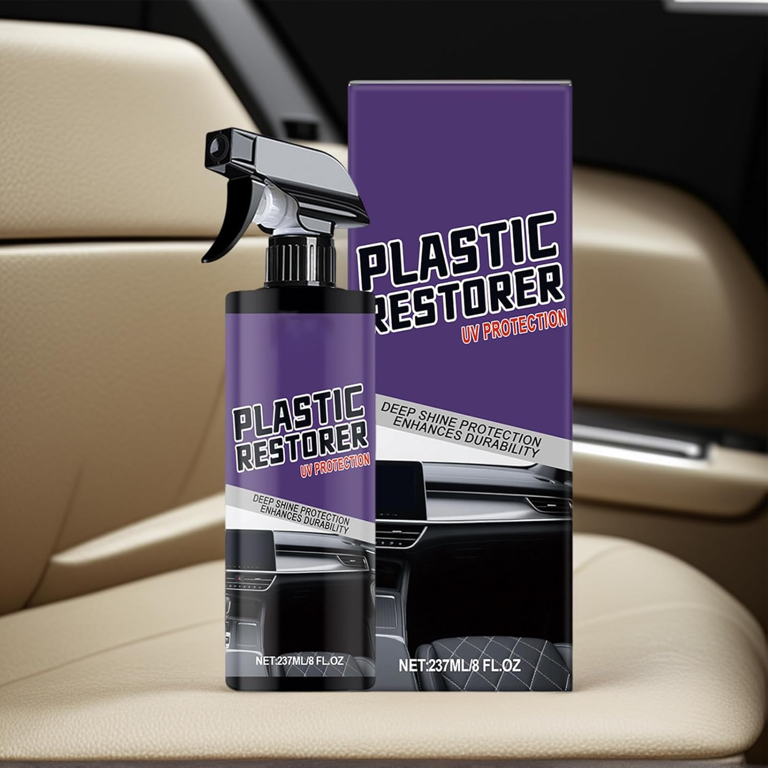 Car Polish - 237Ml Polish Accessories for Interior Renovation, Vehicle Care Supplies with Gloss Finish Scratch Cover Features, Detailing Kit for Dashboard Refurbishment Restoration image number 5