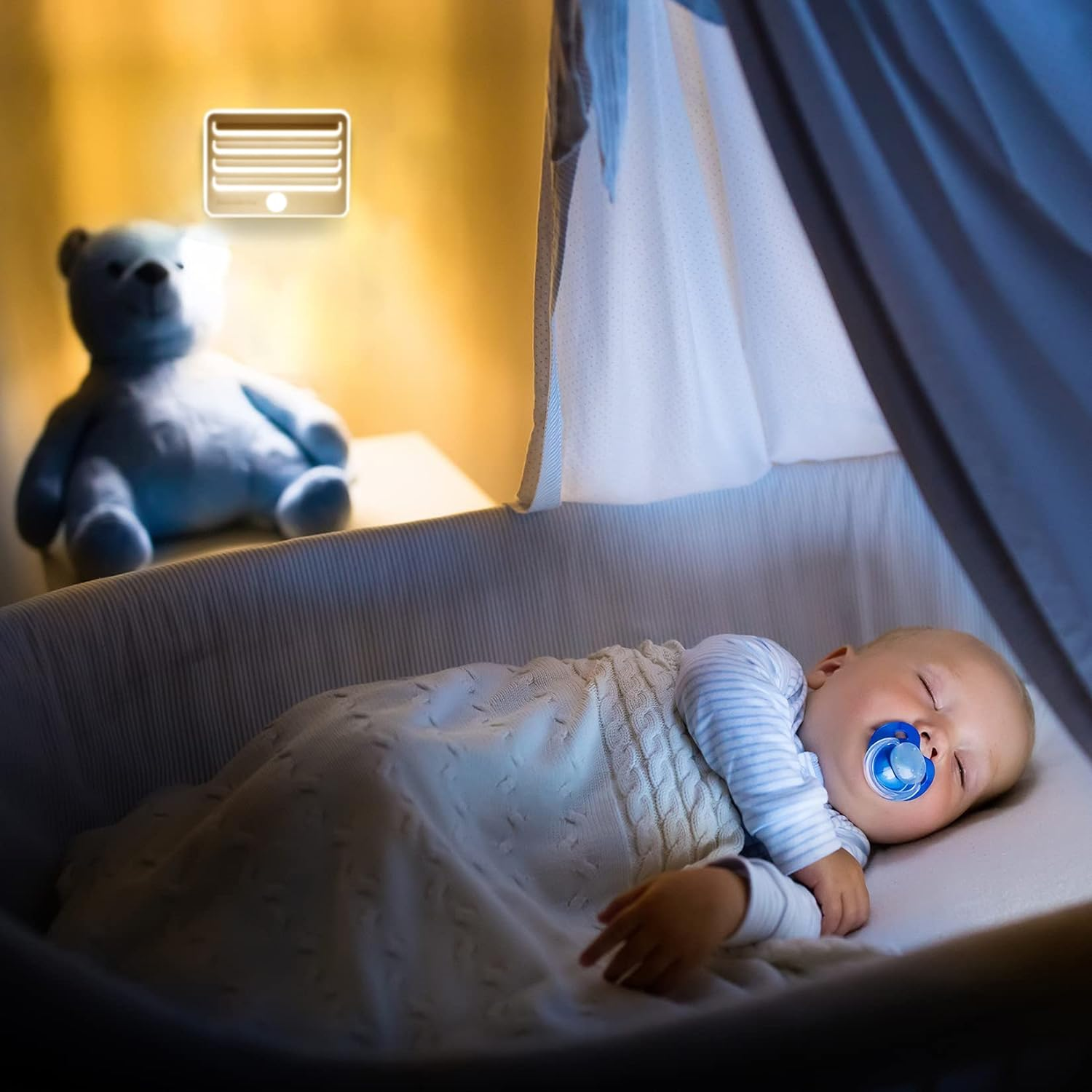 Everbrite Motion Sensor Night Lights, LED Soft Warm Light, Battery Powered Auto Night Lights, Stick-On Night Light for Bedroom, Bathroom, Stair, Closet, 9 AA Batteries Included(3 Pack) image number 5