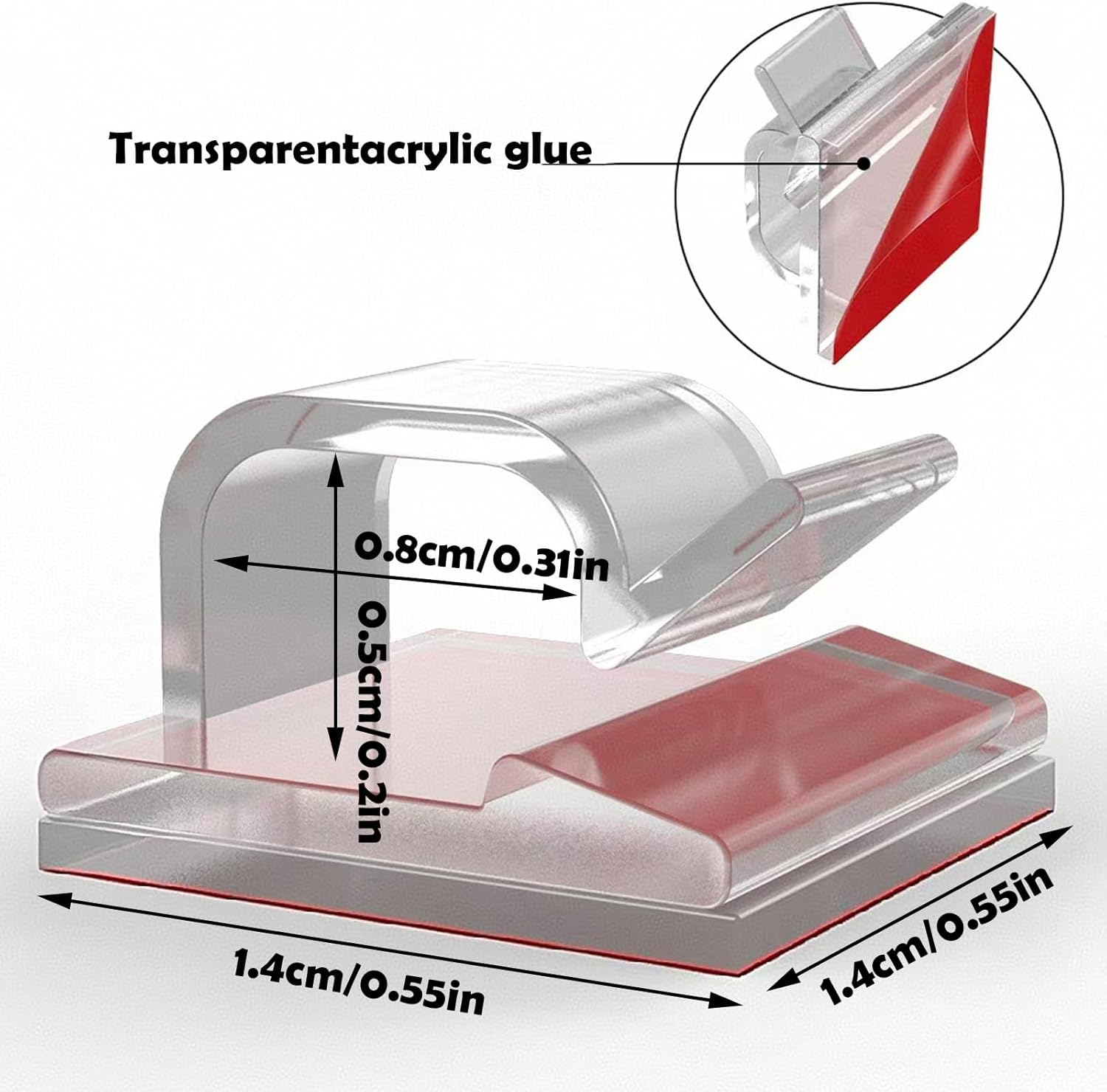 REGODI 100PCS Self-Adhesive Cable Clips - Clear Wire Organizers for Desk & Wall, Cord Holders for Home Office Indoor Outdoor Cable Management image number 6
