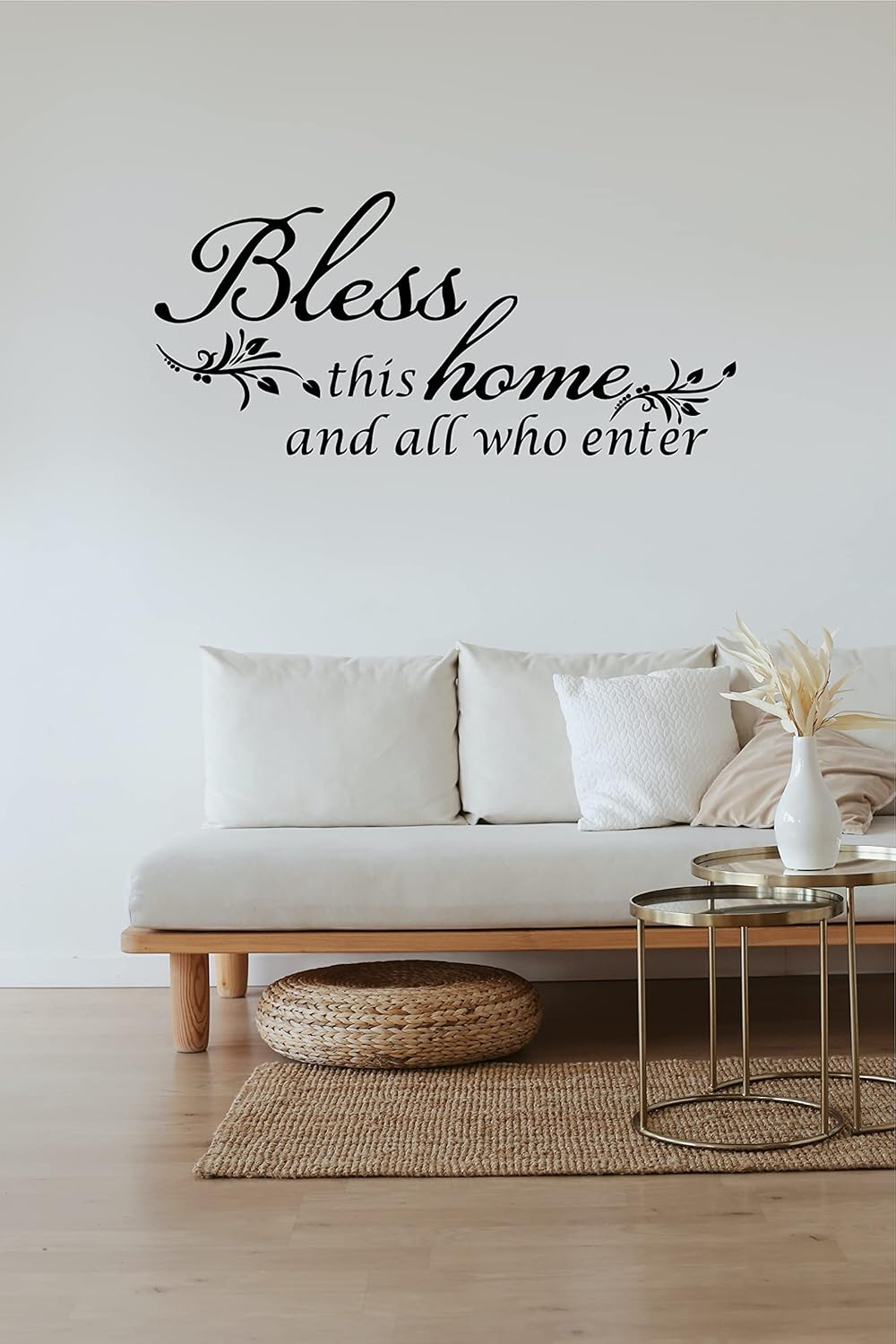 Decaltor Bless This Home and All Who Enter - Vinyl Wall Decal Entryway Living Room D&eacute;cor Art Letters Quotes Stencil