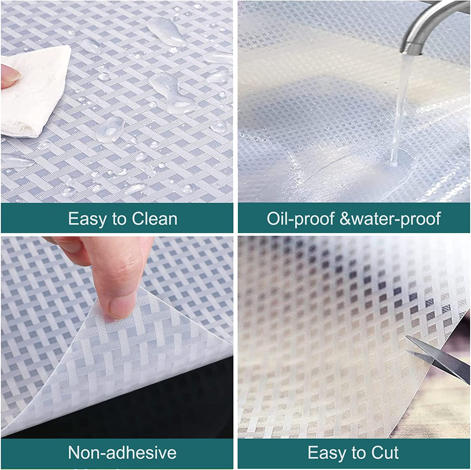 Drawer Liner 45Cm X 6M, Shelf Liners for Kitchen Cabinets EVA Fridge Mats Washable Double Sided Drawer Liner Roll for Cabinet Kitchen Bedroom Bathroom Office (Clear) image number 5