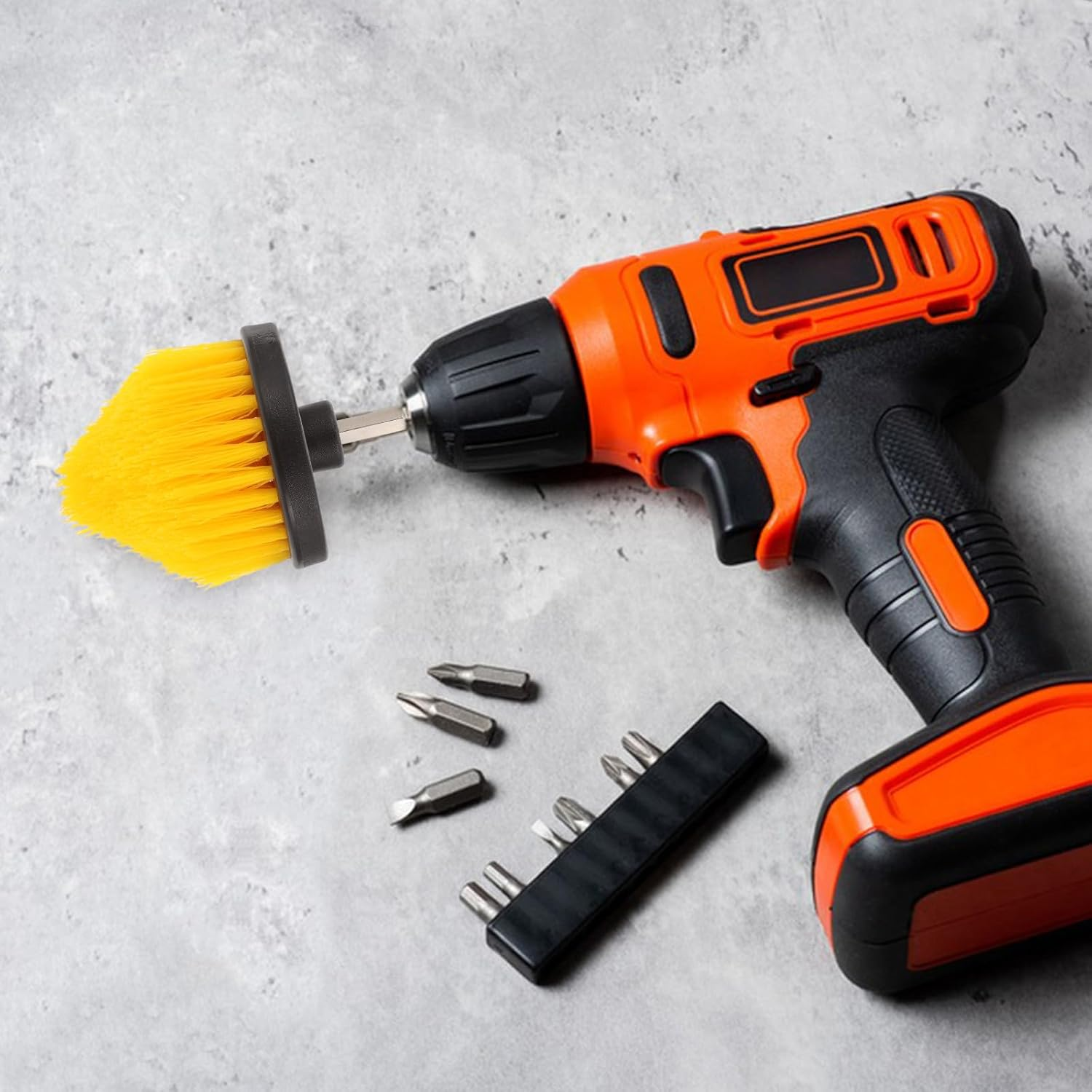 Hohopeti 2Pcs Drill Brush Attachment Cleaning Tool Kit for Bathtub Shower Tile Walls with Stiff Bristles Yellow Scrubber Compatible with Hand Drills image number 6