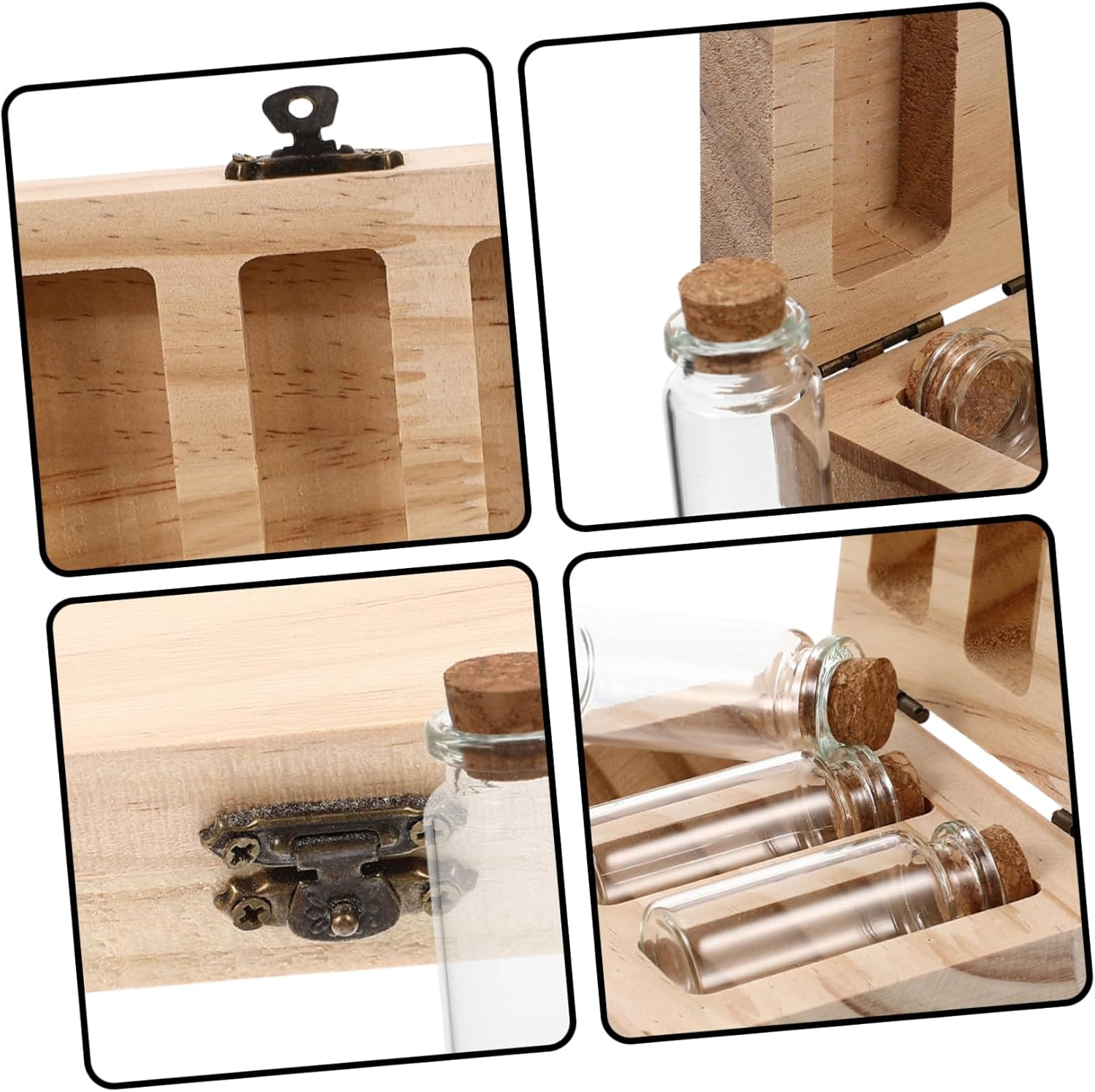 Wooden Fetal Hair Preservation Box with Storage Bottle Keepsake Organizer for Umbilical Cord and Boy Girl Teeth Innovative Design for Compact and Decorative Storage