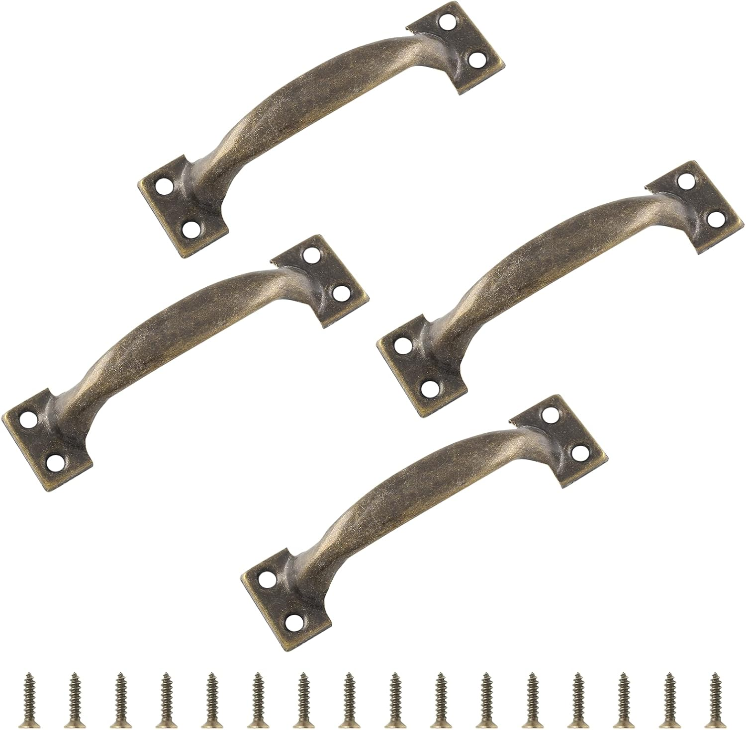 Bivethoi 4Pcs 4 Inch Vintage Barn Door Pulls Utility Cabinet Handles, Screw in Drawer Pulls Black Gate Handles, Metal Garage Door Handles Outdoor Kitchen Hardware for Wooden Fence Cupboard Dresser