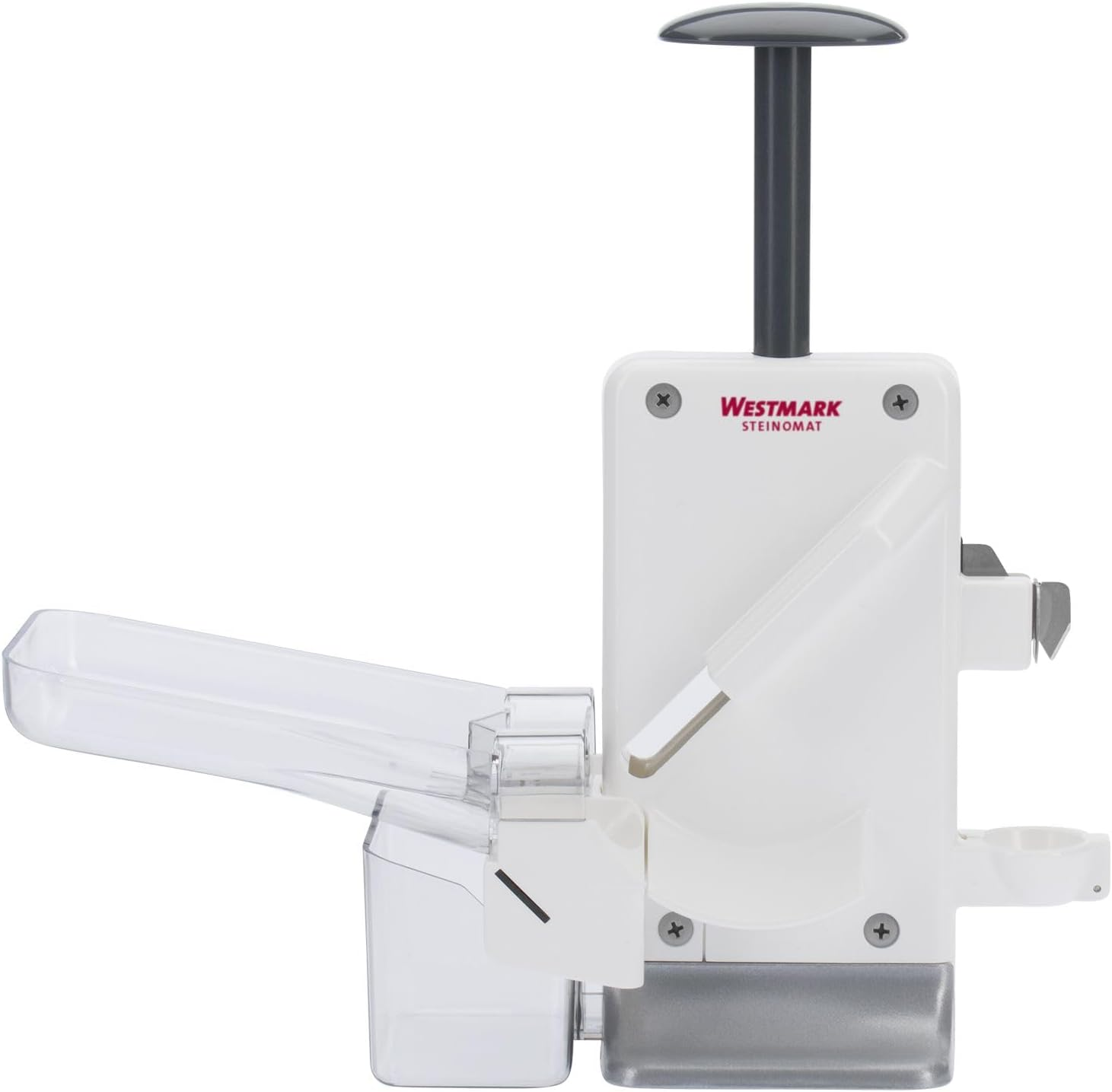 Westmark Cherry Double Pitter and Plum Piter, Combination Corer, Extra Fast: for 2 Cherries at Once, Height: 32.5 Cm, Plastic/Stainless Steel/Aluminium, Stone Mat, White/Silver, 40602260