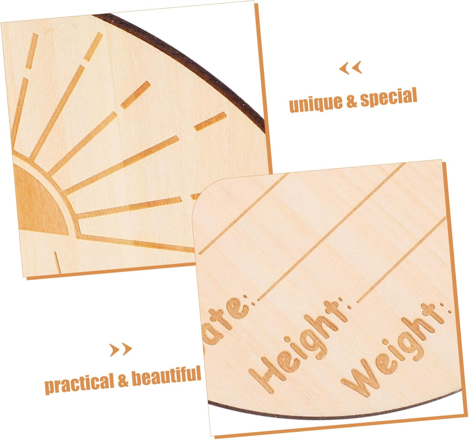 Healifty round Name Announcement Sign Natural Wood Plaque for Newborn for Birth Details Shower Safe and Celebrate Growth image number 2