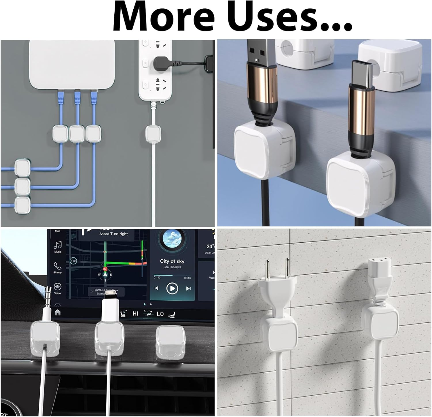 12 Pcs Magnetic Cord Organizer Holder, Adhesive Cable Management Clips for Phone USB Charger Cables, Perfect for Home, Office, Car, Desk and Nightstand image number 4