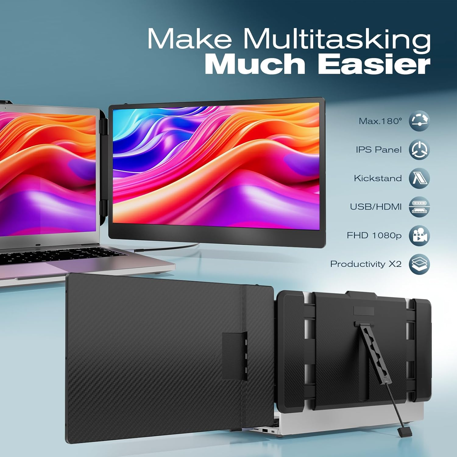 Teamgee S1 Laptop Screen Extender, 14&rdquo; FHD IPS Portable Monitor for 13&ndash;17&rdquo; Laptops, USB-C/HDMI Plug & Play, Compatible with Windows, Macos & Android, Perfect for Hybrid Work & Travel image number 6