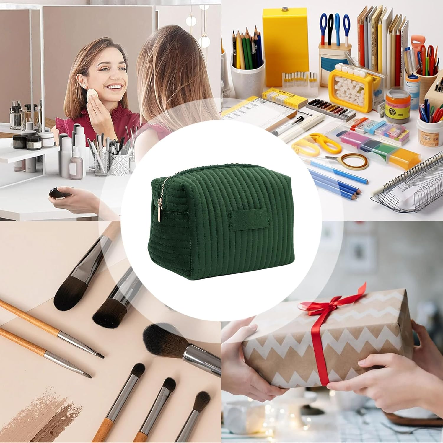 Nevalerra Velvet Makeup Bag, Velvet Cosmetic Bag - Travel Toiletry Bag with Zip, Makeup Brush Toiletry Organiser with Large Capacity for Men and Women, Daily